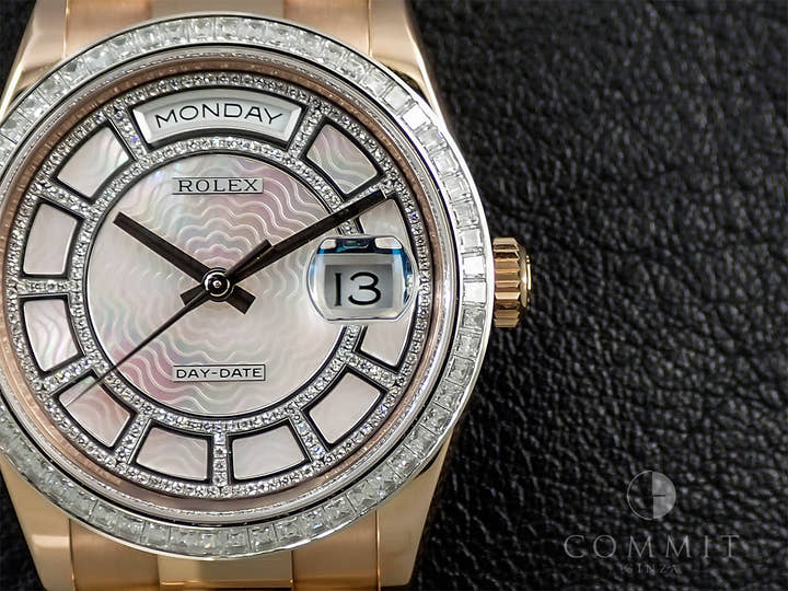 ロレックス デイデイト36 Ref.118395BR エバーローズゴールド ピンクシェルxダイヤモンド文字盤
