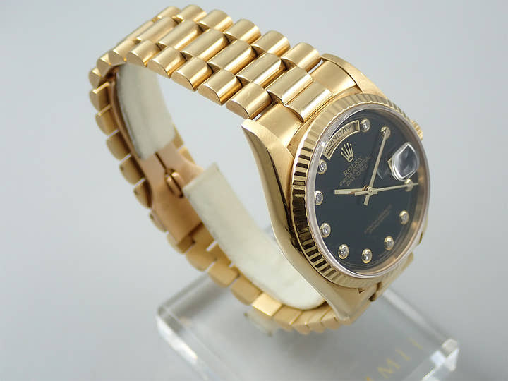 ロレックス デイデイト36 Ref.18238G イエローゴールド オニキスx10Pダイヤ文字盤