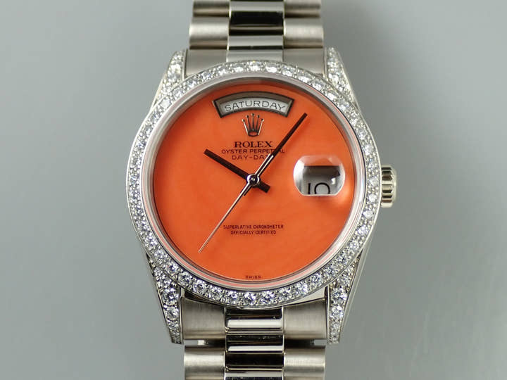 ロレックス デイデイト36 Ref.18389 ホワイトゴールド 珊瑚文字盤