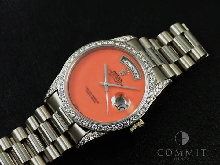 ロレックス デイデイト36 Ref.18389 ホワイトゴールド 珊瑚文字盤