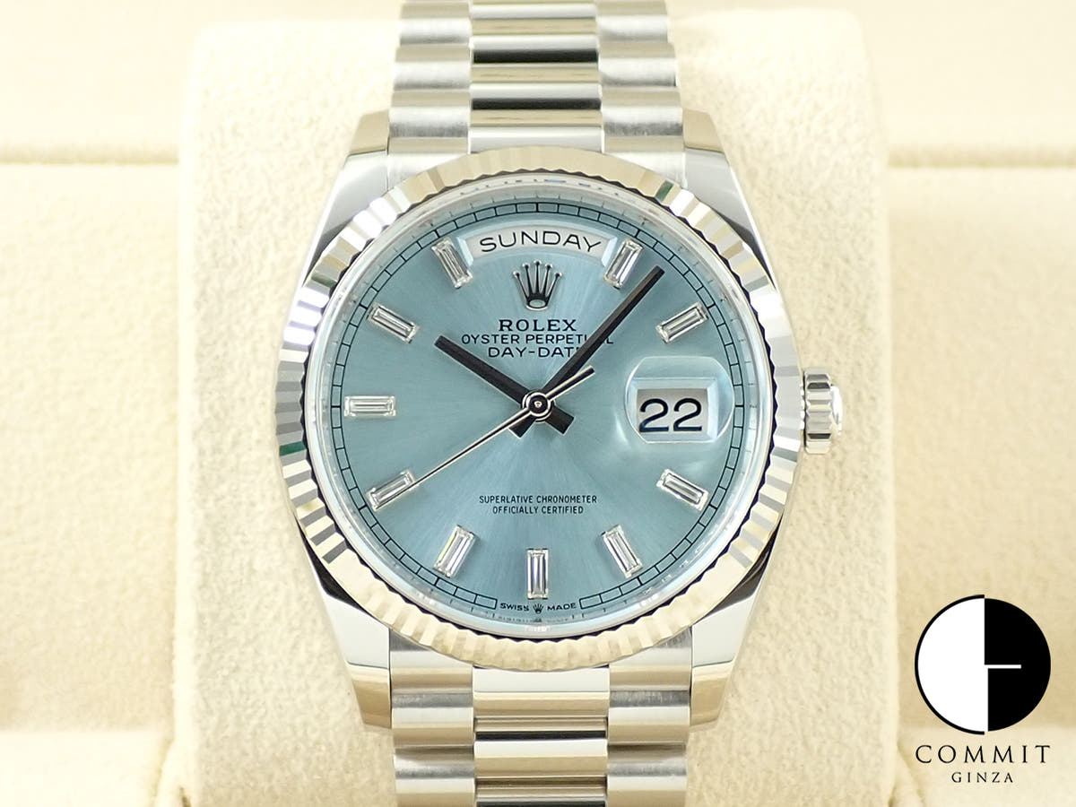 ロレックス デイデイト36 Ref.128236A プラチナ アイスブルー文字盤