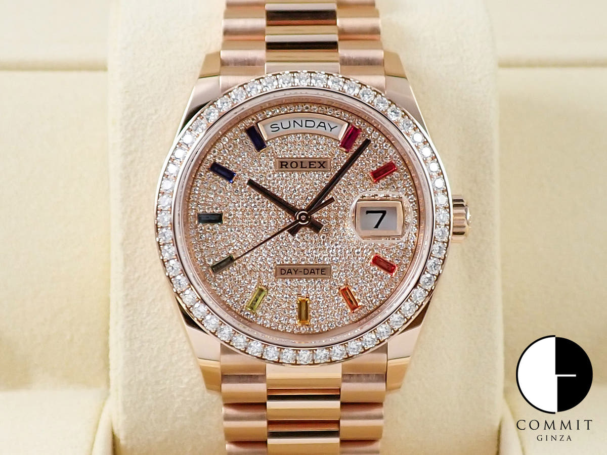 ロレックス デイデイト36 Ref.128345RBR エバーローズゴールド パヴェダイヤモンド文字盤