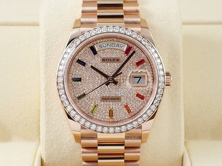 ロレックス デイデイト36 Ref.128345RBR エバーローズゴールド パヴェダイヤモンド文字盤