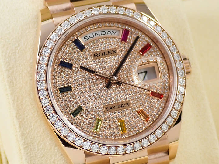 ロレックス デイデイト36 Ref.128345RBR エバーローズゴールド パヴェダイヤモンド文字盤