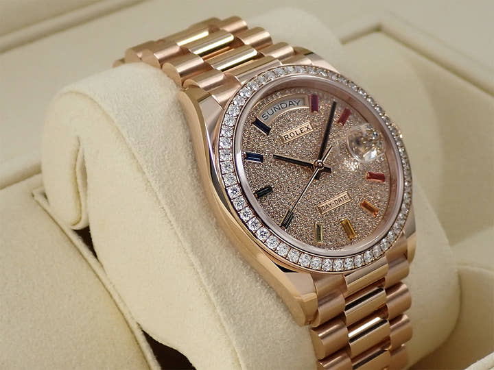 ロレックス デイデイト36 Ref.128345RBR エバーローズゴールド パヴェダイヤモンド文字盤