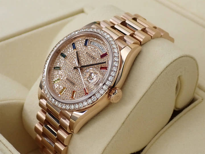 ロレックス デイデイト36 Ref.128345RBR エバーローズゴールド パヴェダイヤモンド文字盤