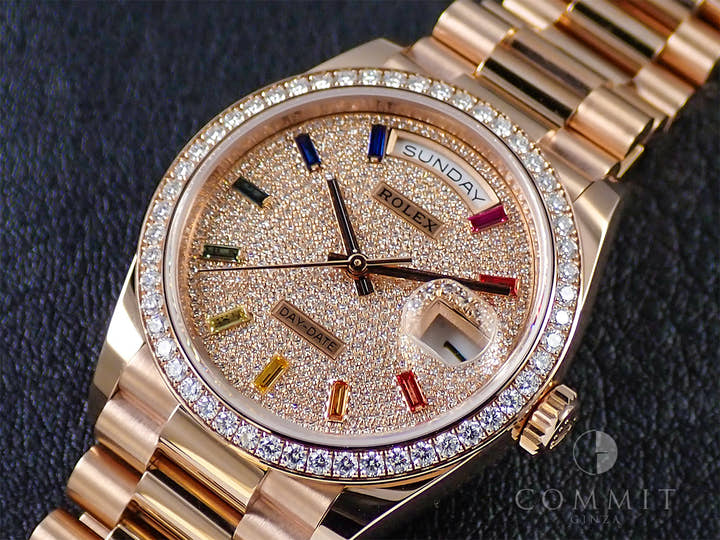 ロレックス デイデイト36 Ref.128345RBR エバーローズゴールド パヴェダイヤモンド文字盤