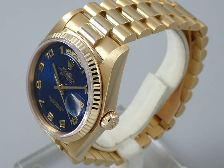 ロレックス デイデイト36 Ref.18038 イエローゴールド ブルーコンピューター文字盤