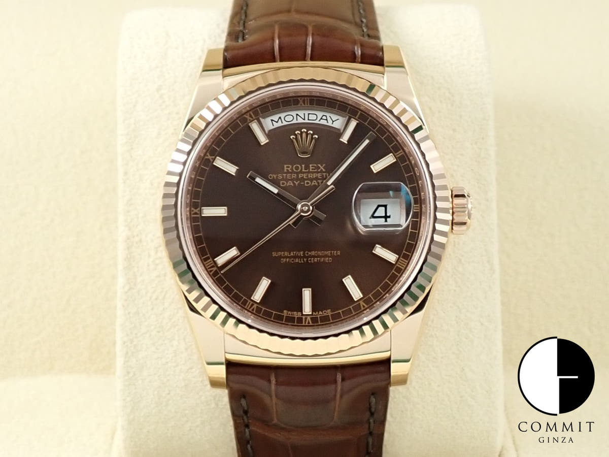 ロレックス デイデイト36 Ref.118135 エバーローズゴールド チョコレート文字盤