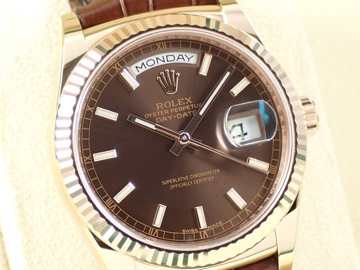 ロレックス デイデイト36 Ref.118135 エバーローズゴールド チョコレート文字盤