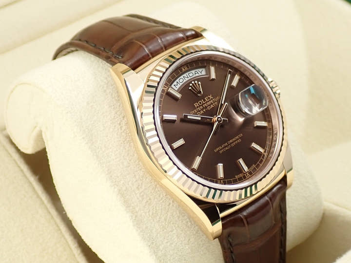 ロレックス デイデイト36 Ref.118135 エバーローズゴールド チョコレート文字盤