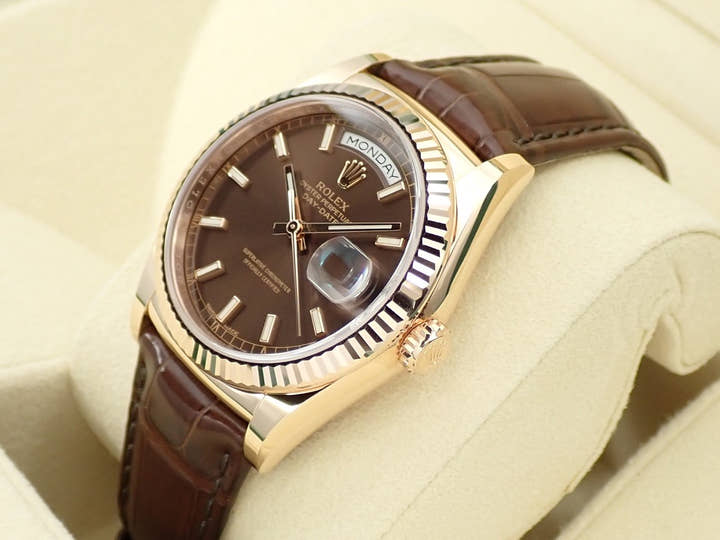 ロレックス デイデイト36 Ref.118135 エバーローズゴールド チョコレート文字盤