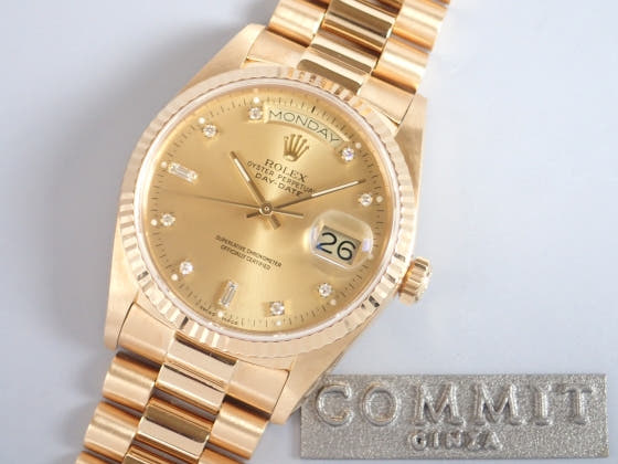ロレックス デイデイト Ref.18038 シャンパン文字盤 中古 day-date-3