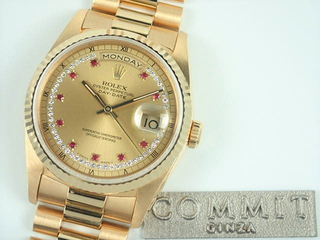 ロレックス デイデイト Ref.18238LR 10Pルビー/サークルダイヤ文字盤 中古 day-date-40