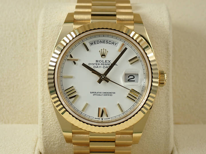 ロレックス デイデイト40 Ref.228238 イエローゴールド ホワイトローマン文字盤