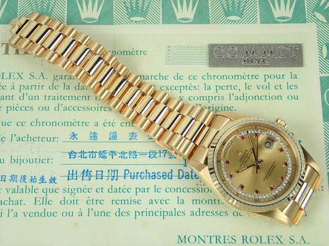 ロレックス デイデイト Ref.18238LR 10Pルビー/サークルダイヤ文字盤 中古 day-date-40