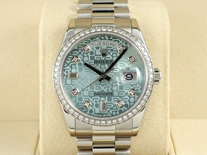 ロレックス デイデイト Ref.118346A プラチナ アイスブルーコンピューターx10Pダイヤ文字盤