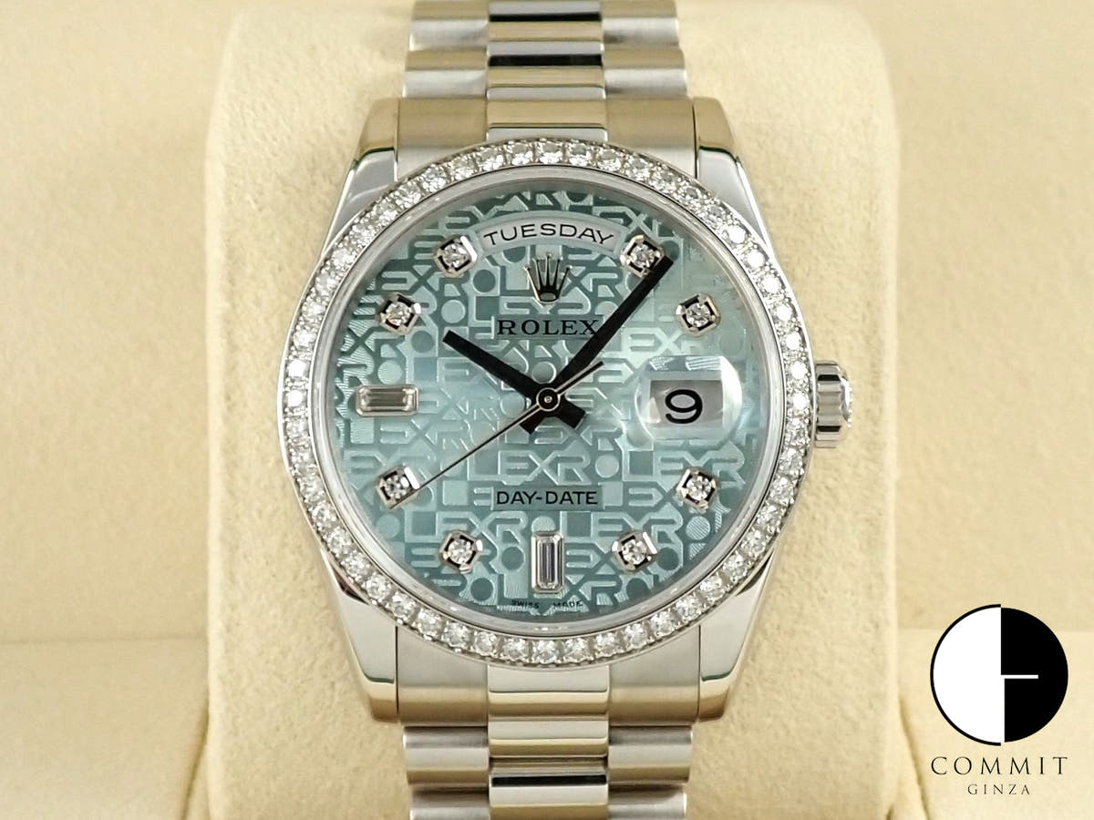 ロレックス デイデイト Ref.118346A プラチナ アイスブルーコンピューターx10Pダイヤ文字盤