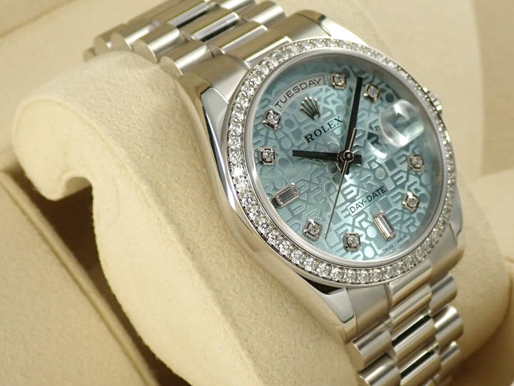 ロレックス デイデイト Ref.118346A プラチナ アイスブルーコンピューターx10Pダイヤ文字盤