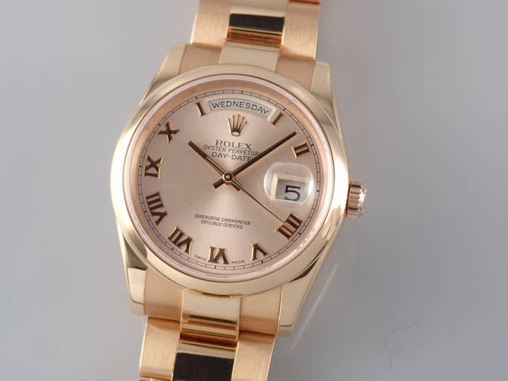 ロレックス デイデイト Ref.118205 ピンク/ローマ文字盤 中古 day-date-65