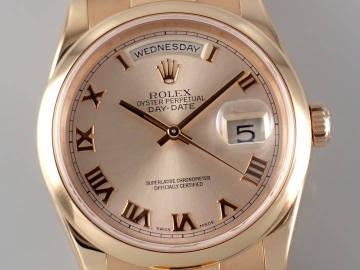 ロレックス デイデイト Ref.118205 ピンク/ローマ文字盤 中古 day-date-65
