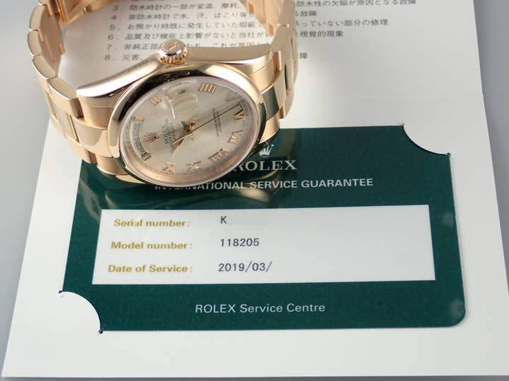 ロレックス デイデイト Ref.118205 ピンク/ローマ文字盤 中古 day-date-65