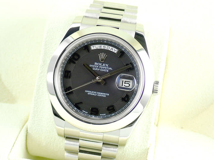ロレックス デイデイトII Ref.218206 ブラック文字盤 中古 day-date-87