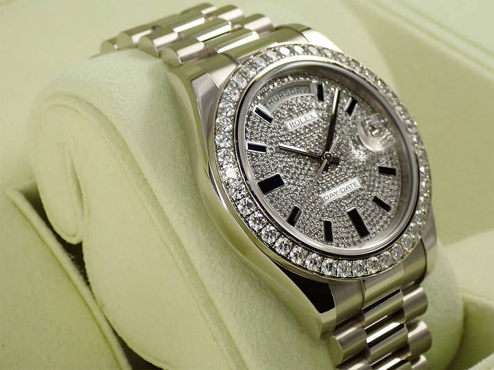 ロレックス デイデイトII Ref.218349 ホワイトゴールド パヴェダイヤ文字盤