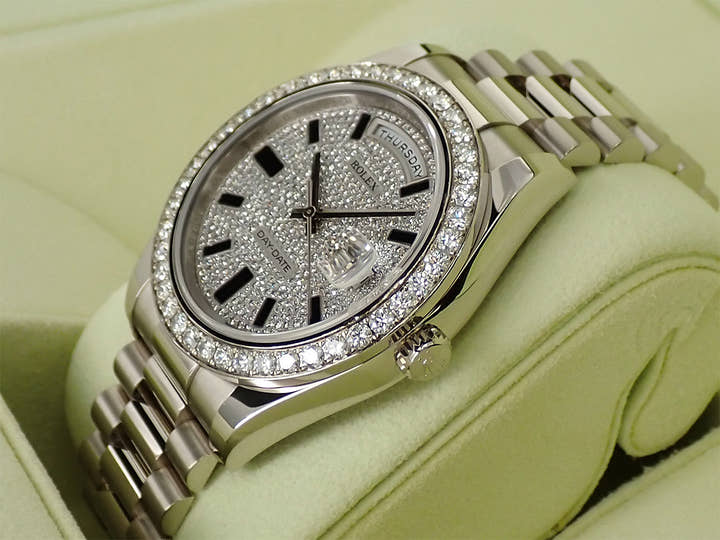 ロレックス デイデイトII Ref.218349 ホワイトゴールド パヴェダイヤ文字盤