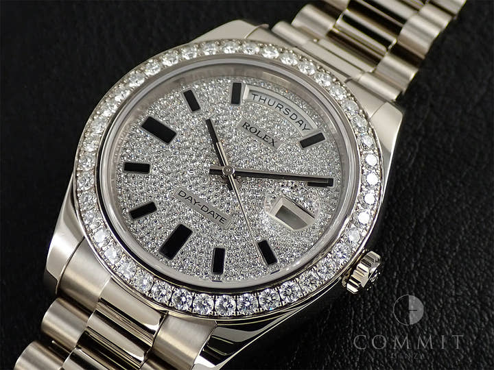ロレックス デイデイトII Ref.218349 ホワイトゴールド パヴェダイヤ文字盤