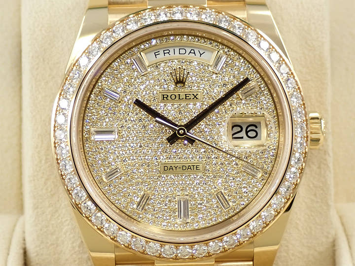 ロレックス デイデイト40 Ref.228348RBR イエローゴールド パヴェダイヤモンドx10Pダイヤ文字盤