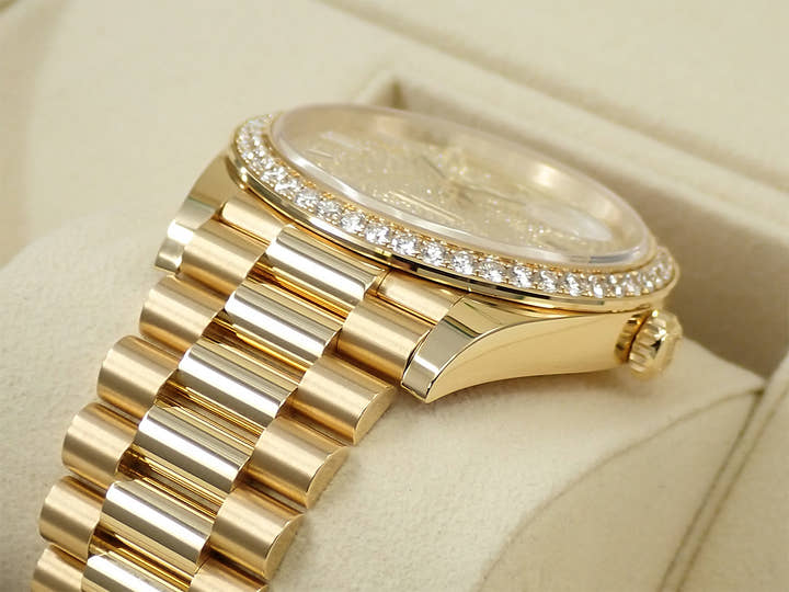 ロレックス デイデイト40 Ref.228348RBR イエローゴールド パヴェダイヤモンドx10Pダイヤ文字盤