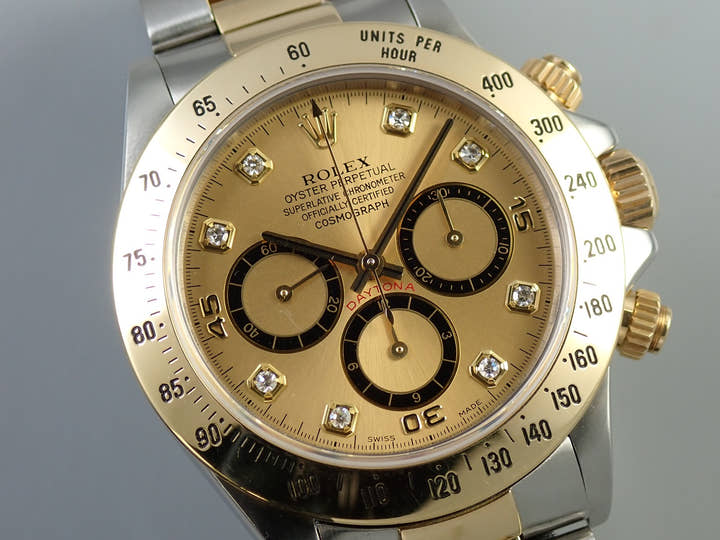 ロレックス デイトナ エルプリメロ Ref.16523G ステンレススチール/イエローゴールド シャンパン×8Pダイヤ文字盤