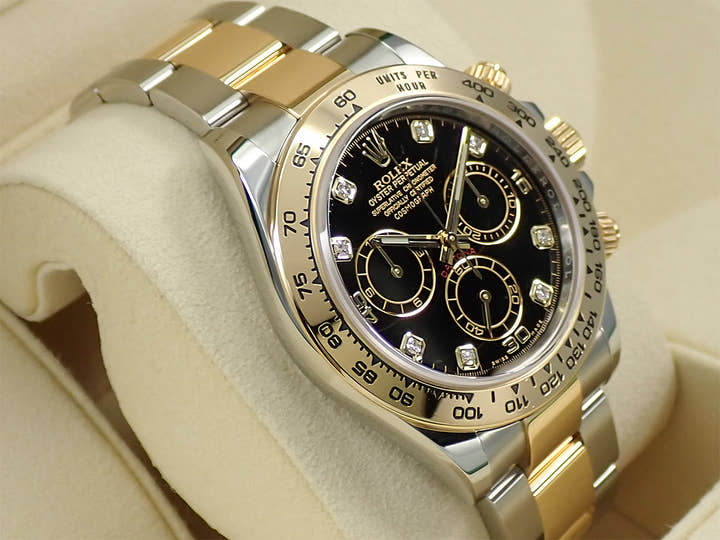 Rolex Daytona Ref. 116503G Stainless Steel/Yellow Gold Black Dial with 8 Diamonds