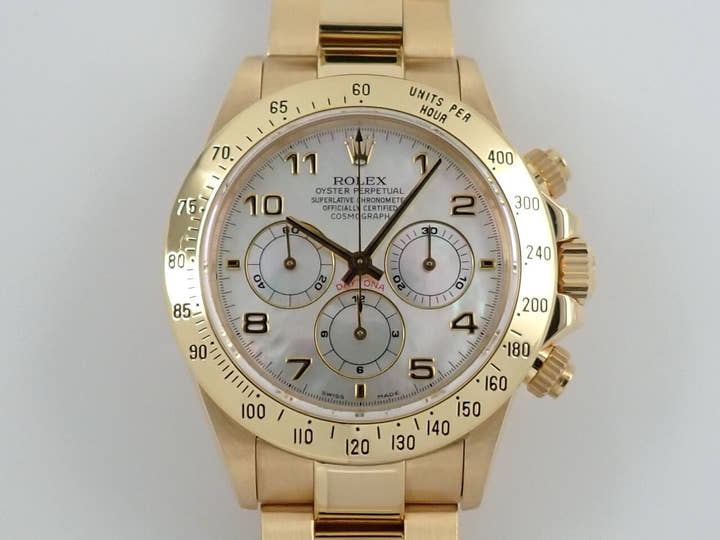 ロレックス デイトナ エルプリメロ Ref.16528 イエローゴールド ホワイトシェル アラビア文字盤