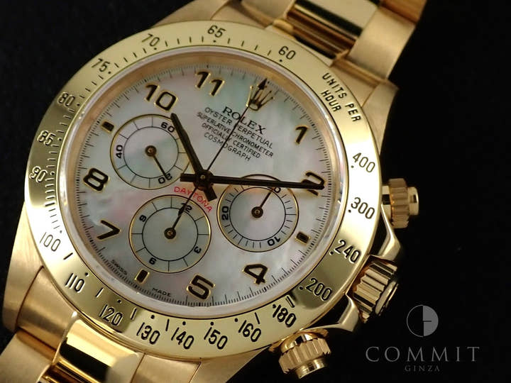 ロレックス デイトナ エルプリメロ Ref.16528 イエローゴールド ホワイトシェル アラビア文字盤