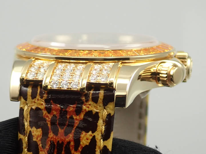 ロレックス デイトナ Ref.116598SACO イエローゴールド レパードx8Pダイヤ文字盤