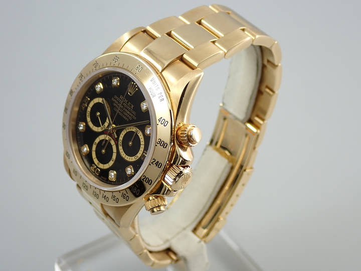ロレックス デイトナ エルプリメロ Ref.16528G イエローゴールド ブラックx8Pダイヤ文字盤