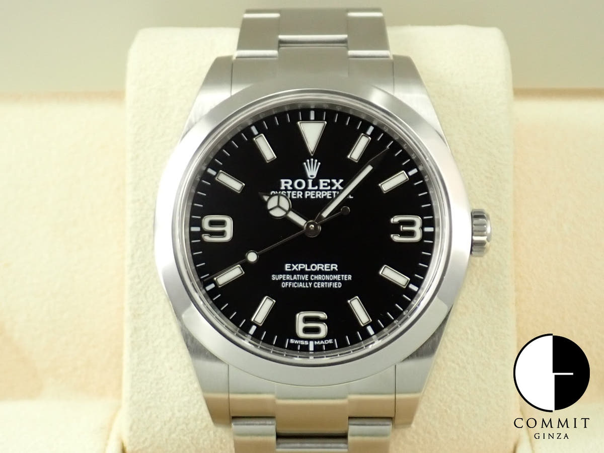 ロレックス エクスプローラーI 鏡面ブラックアウト Ref.214270 ステンレススチール ブラック文字盤