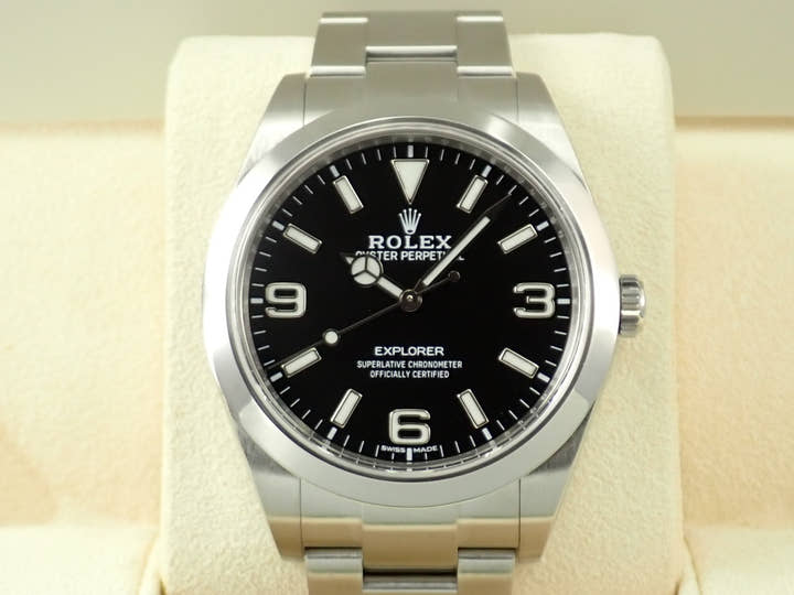 ロレックス エクスプローラーI 鏡面ブラックアウト Ref.214270 ステンレススチール ブラック文字盤