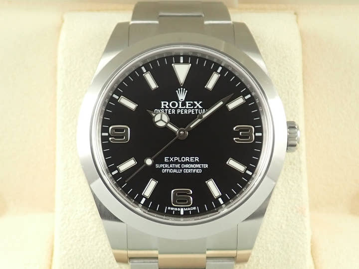 Rolex Explorer I, Mirror Black Dial, Ref. 214270, Stainless Steel