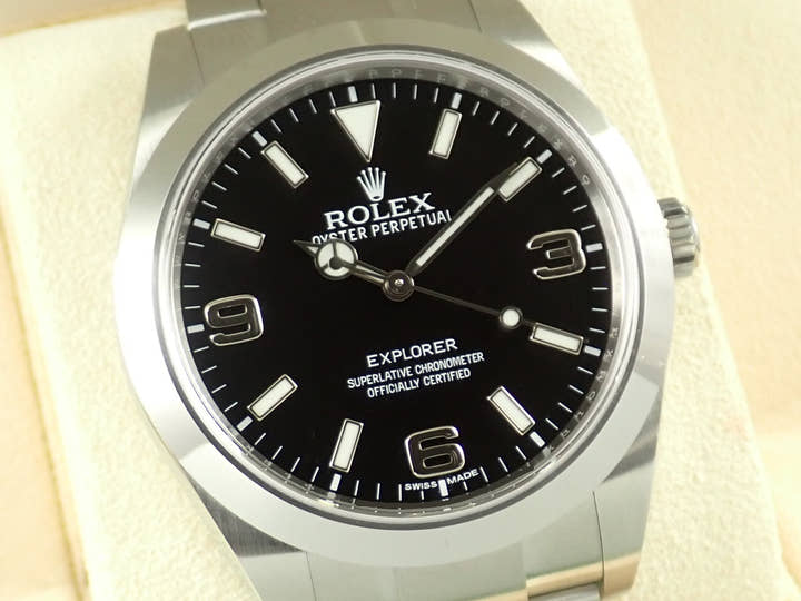 Rolex Explorer I, Mirror Black Dial, Ref. 214270, Stainless Steel