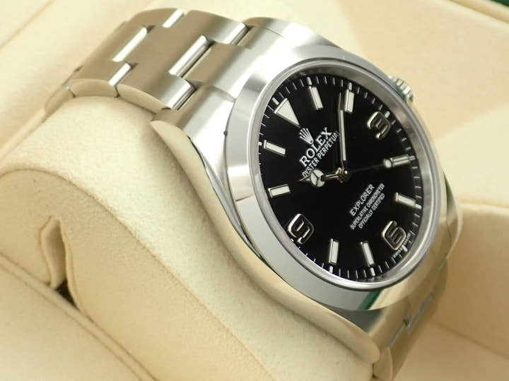 Rolex Explorer I, Mirror Black Dial, Ref. 214270, Stainless Steel