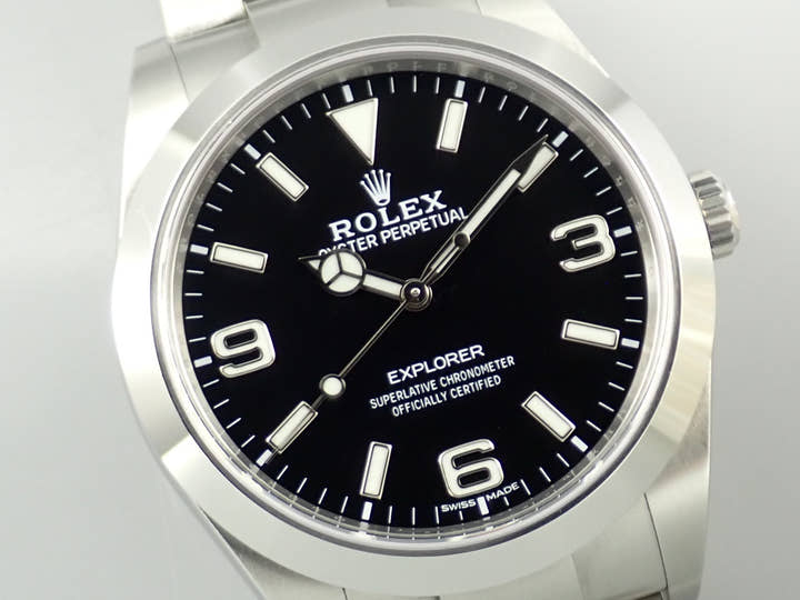 ロレックス エクスプローラーI 鏡面ブラックアウト Ref.214270 ステンレススチール ブラック文字盤