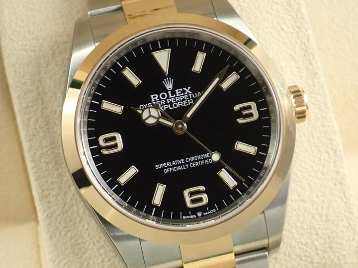 ロレックス エクスプローラー36 Ref.124273 ステンレススチール/イエローゴールド ブラック文字盤