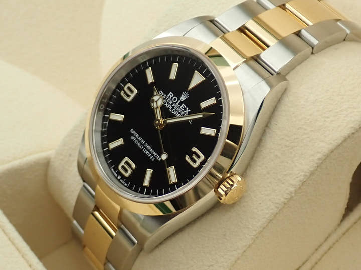 ロレックス エクスプローラー36 Ref.124273 ステンレススチール/イエローゴールド ブラック文字盤