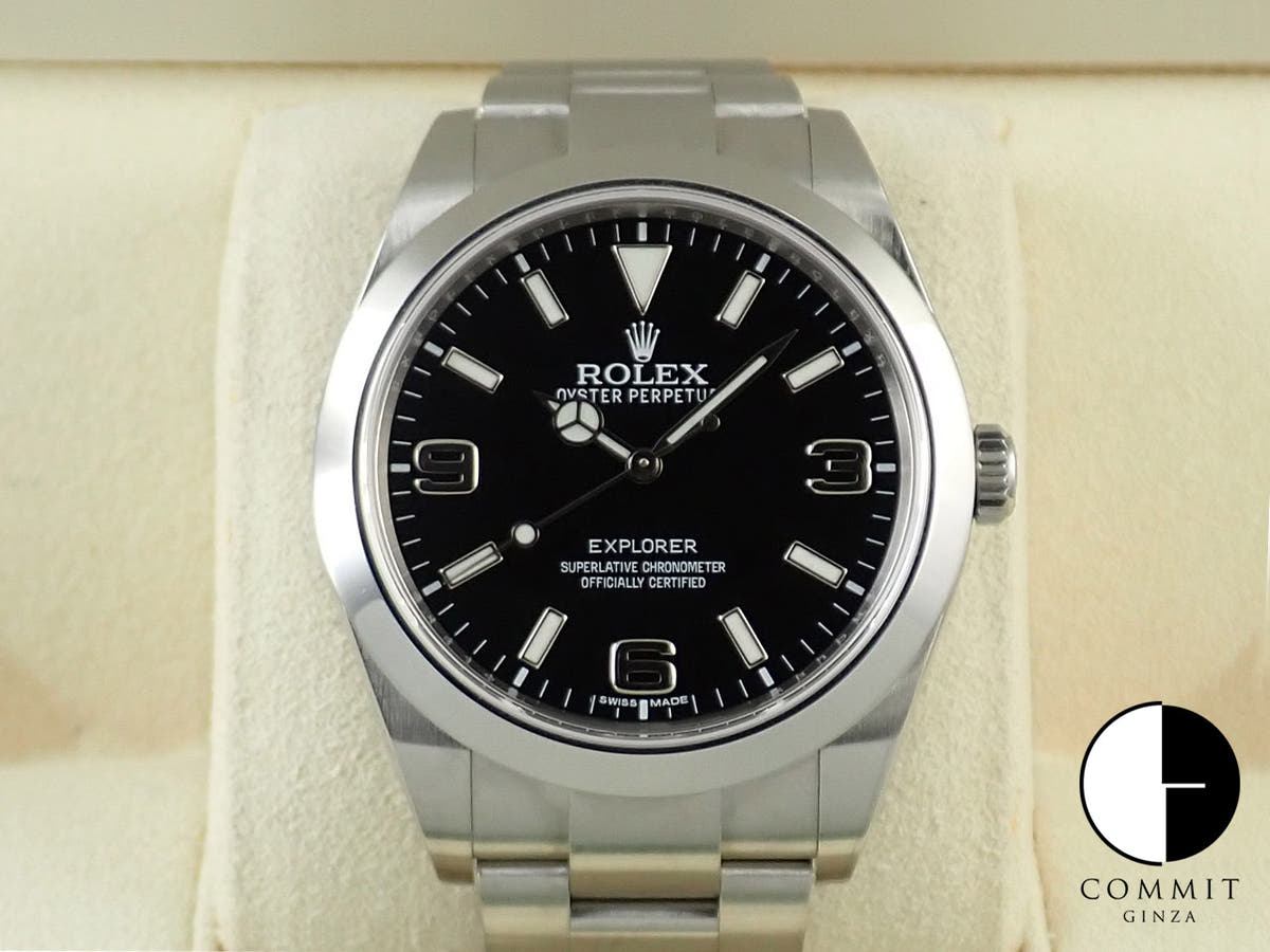 ロレックス エクスプローラーI 鏡面ブラックアウト Ref.214270 ステンレススチール ブラック文字盤