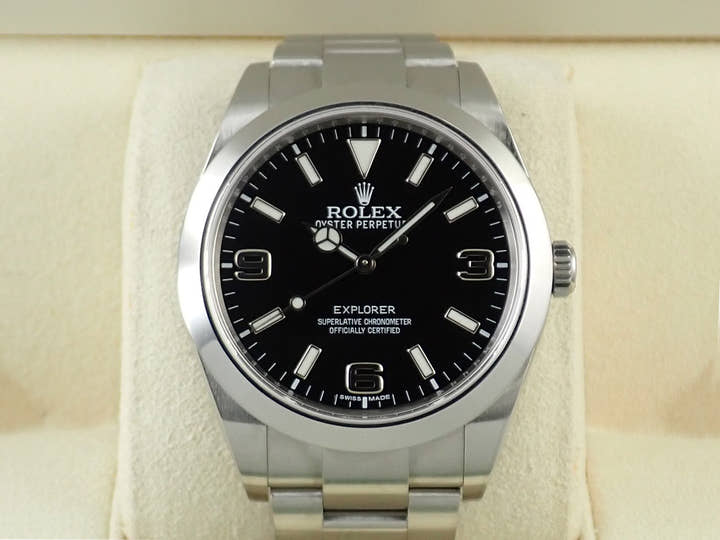 ロレックス エクスプローラーI 鏡面ブラックアウト Ref.214270 ステンレススチール ブラック文字盤