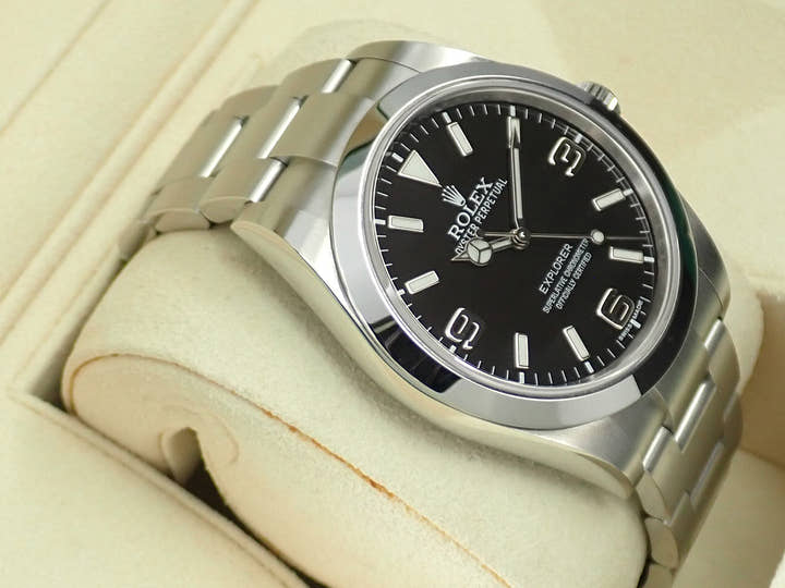 ロレックス エクスプローラーI 鏡面ブラックアウト Ref.214270 ステンレススチール ブラック文字盤