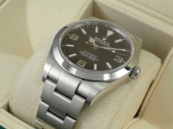 ロレックス エクスプローラーI 鏡面ブラックアウト Ref.214270 ステンレススチール ブラック文字盤
